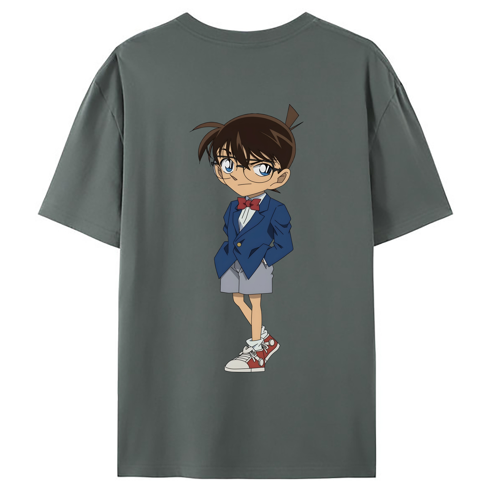 （画像用） 名探偵コナン 江戸川 コナン Detective Conan Conan Edogawa 綿100％ メンズ半袖Tシャツ（バックプリント） 通気性